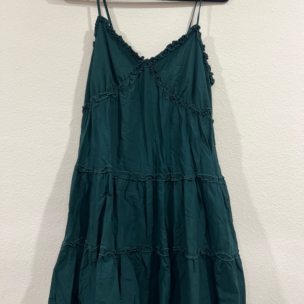 Chic Dark Green Ruffled Dress
